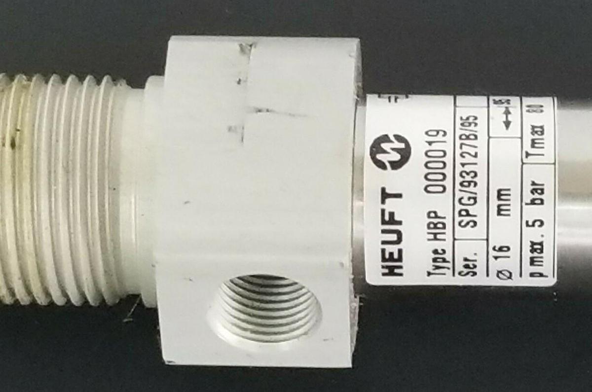 Used NEW HEUFT TYPE: HBP-000019 PNEUMATIC CYLINDER 16MM-95MM 5 BAR HBP000019