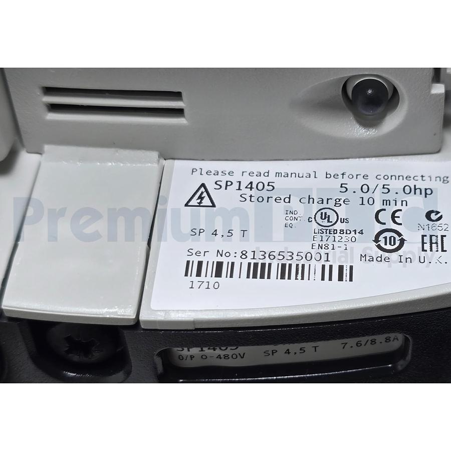 Used EMERSON CONTROL TECHNIQUES SP1405 SP4.5T UNIDRIVE SP SPEED DRIVE VSD 5HP NSMP