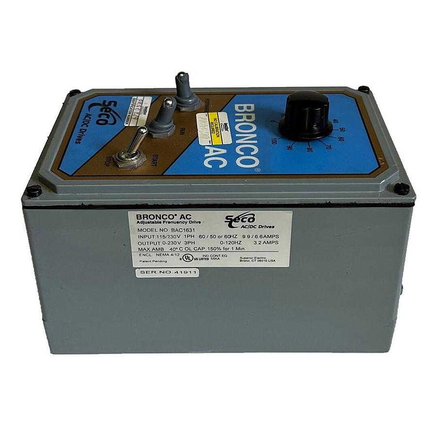 Used SUPERIOR ELECTRIC SECO BAC1631 BRONCO AC DRIVE *TOGGLE SWITCHES BROKEN*