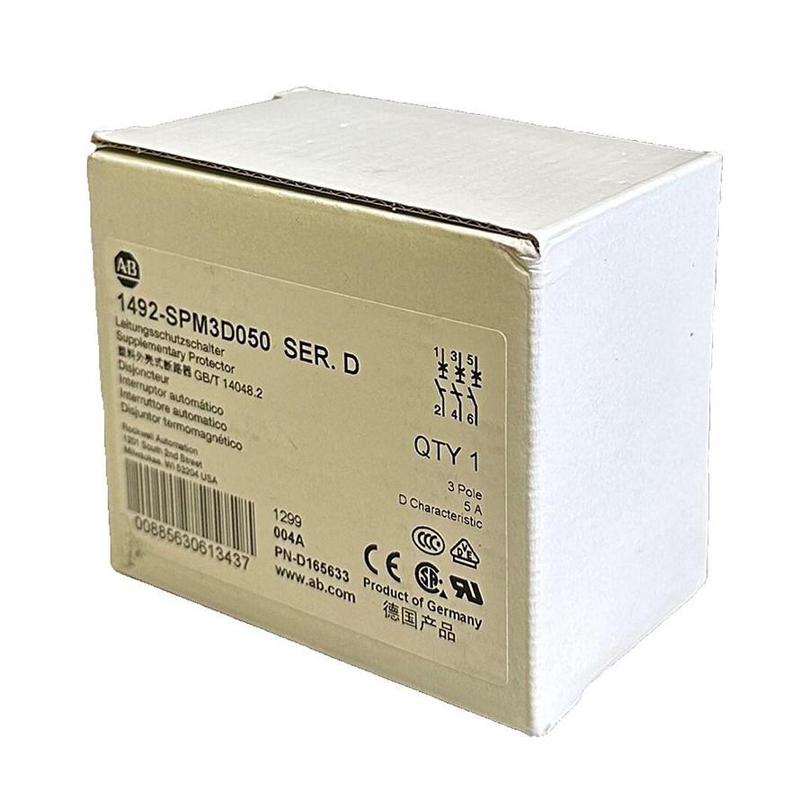 Used NEW ALLEN BRADLEY 1492-SPM3D050 /D SUPPLEMENTARY PROTECTOR 3P 5A 1492SPM3D050