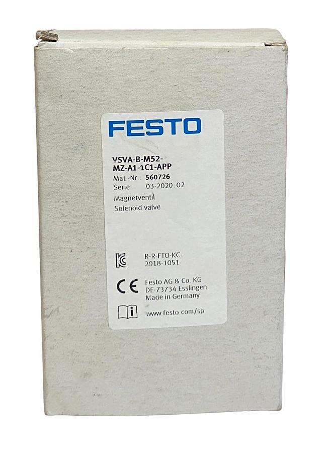 Used FESTO VSVA-B-M52-MZ-A1-1C1-APP / 560726 SOLENOID VALVE VSVA SERIES 24VDC NSMP