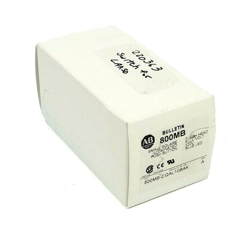 Used NEW ALLEN BRADLEY 800MB-CQAL10BAK SER. A BLUE SQUARE PUSH BUTTON 800MBCQAL10BAK