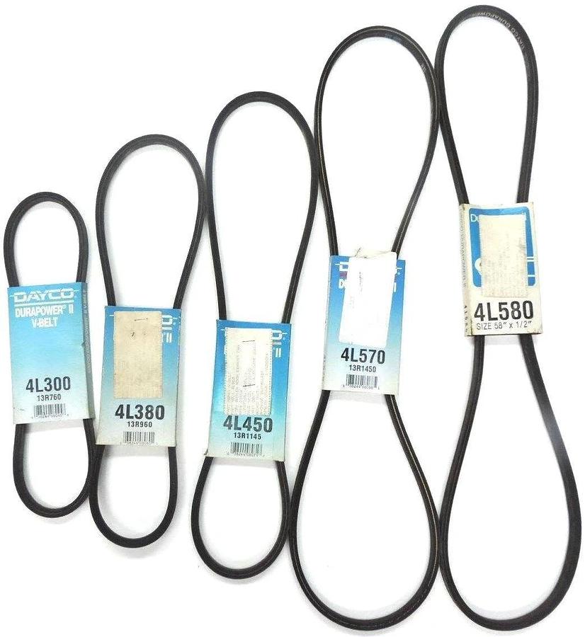 LOT OF 5 NEW DAYCO DURAPOWER II V-BELTS 4L300, 4L380, 4L450, 4L570, 4L580