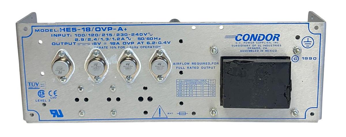 Used CONDOR HE5-18/OVP-A+ / HE5-18-OV-A+ / 110-43219 DC POWER SUPPLY 5VDC OUT USNP