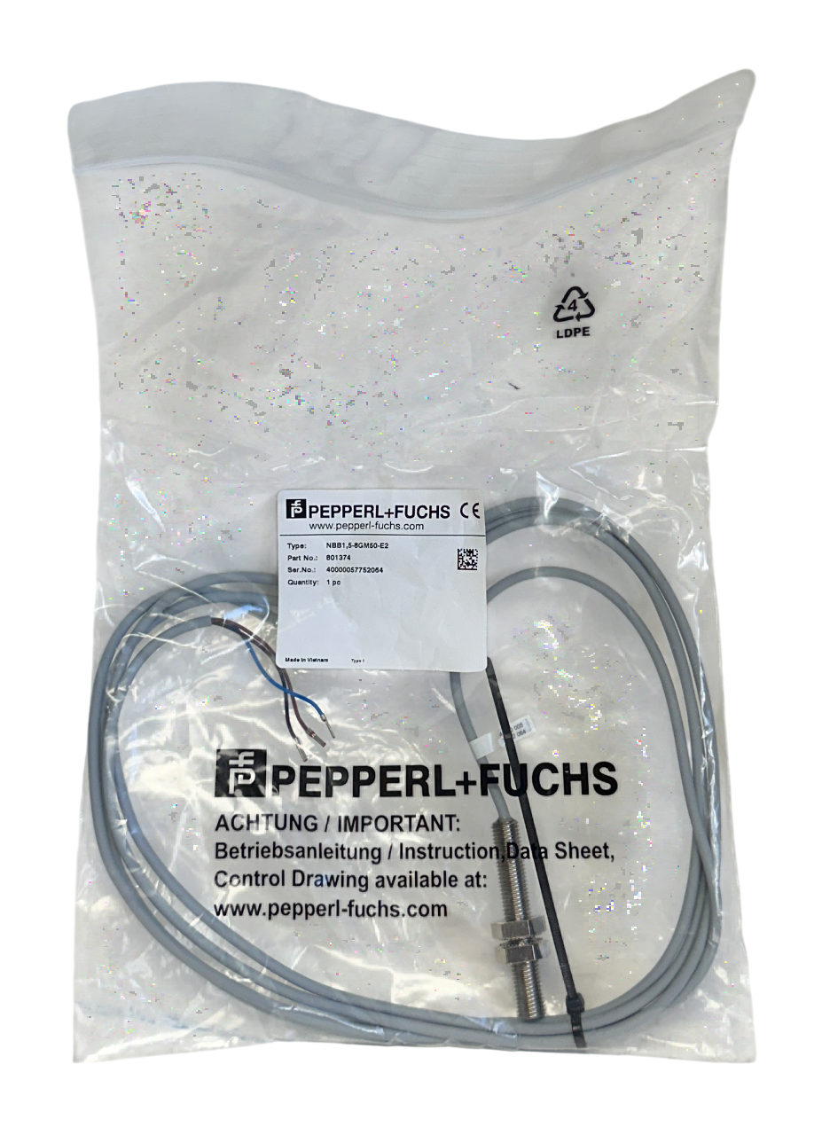 Used PEPPERL+FUCHS NBB1,5-8GM50-E2 / 801374 INDUCTIVE PROXIMITY SENSOR 10-30VDC NSMP