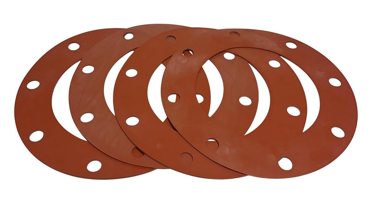 Used 4 ZORO / UNBRANDED 223106 FLANGE GASKETS OEM 8 X 13.5'' ORANGE NSNP