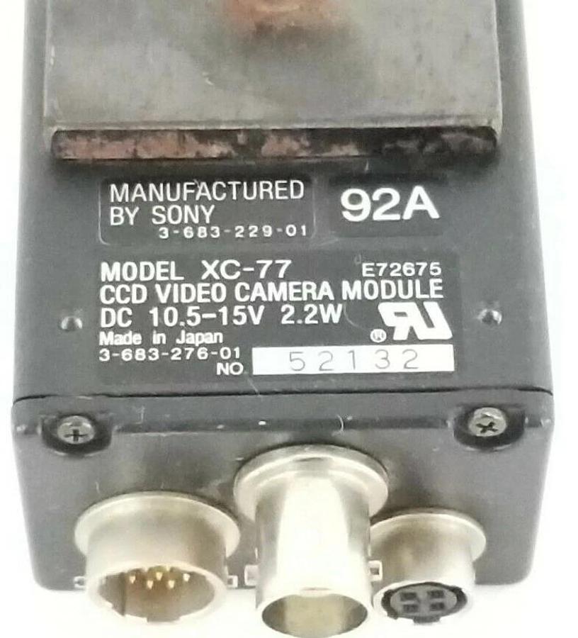 Used SONY MODEL XC-77 CCD VIDEO CAMERA MODULE 10.5-15VDC, 2.2W, XXC7, XC-77-2 NO CAP