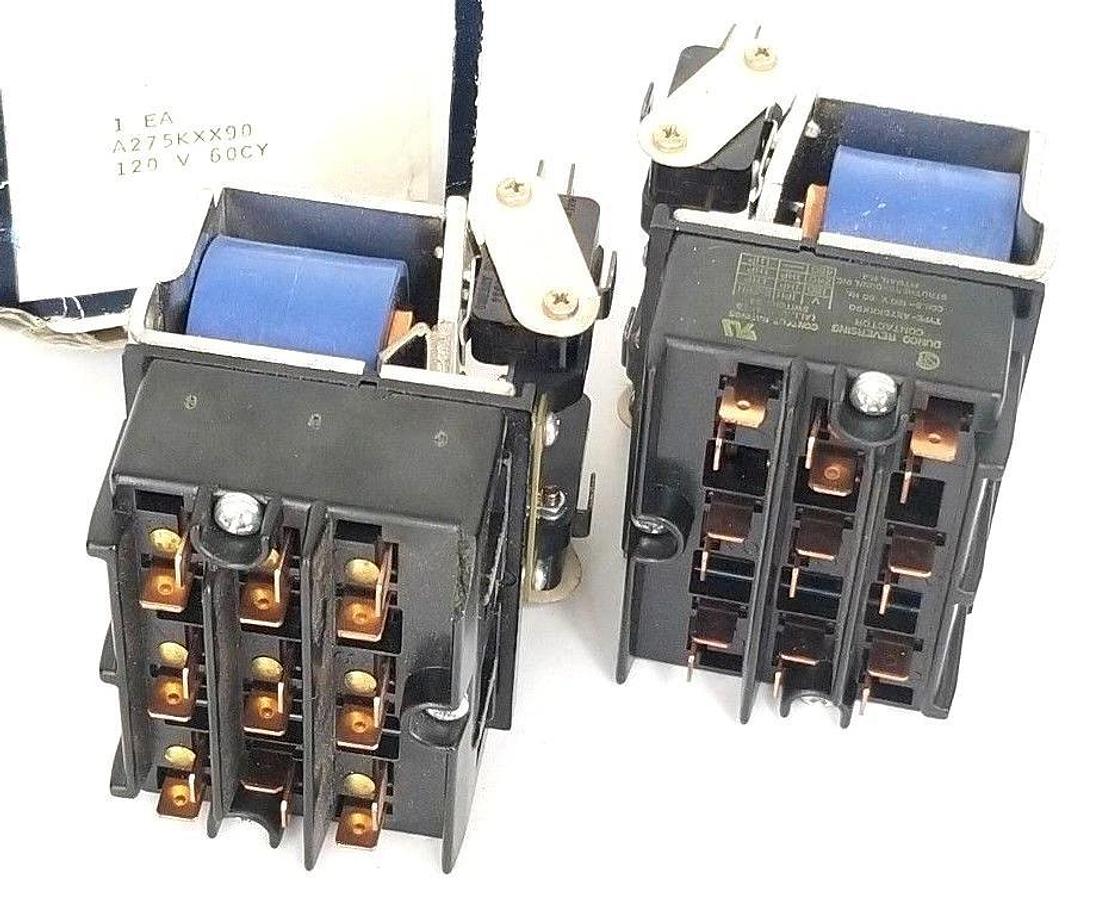 Used LOT OF 2 DUNCO A275KXX90 REVERSING CONTACTORS, 48VDC COILS