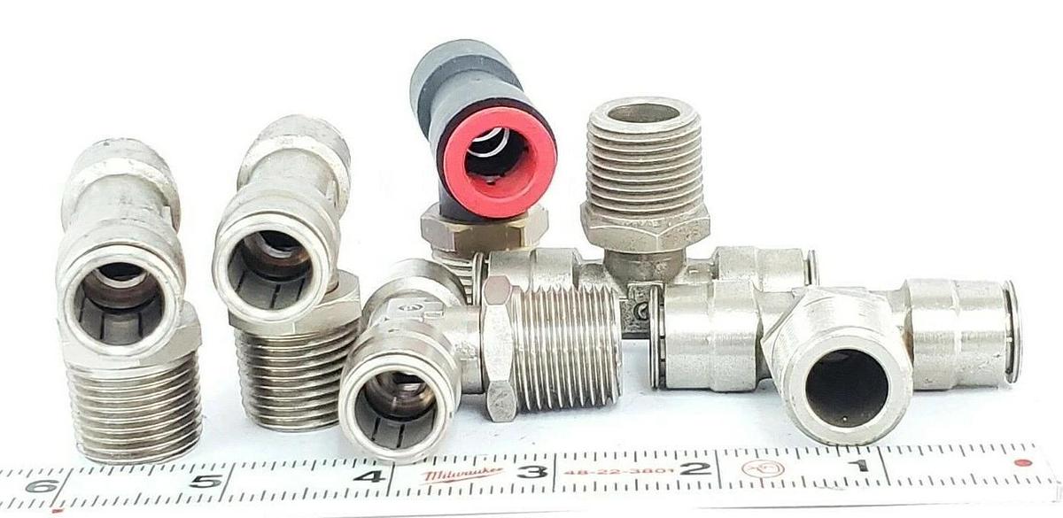 Used LOT OF 13 SMC TEE FITTINGS 1/2" X 1/2" X 7/8"