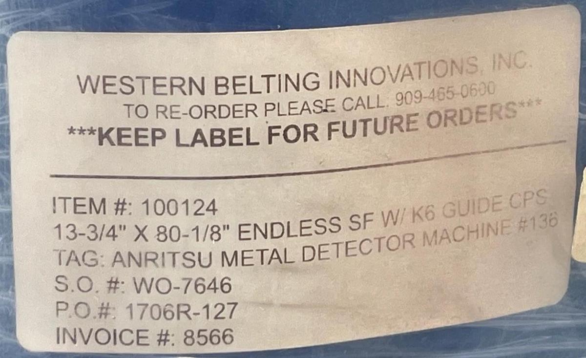 Western Belting 100124 Blue Endless SF Conveyor Belt 13-3/4" x 80-1/8" - NSMP