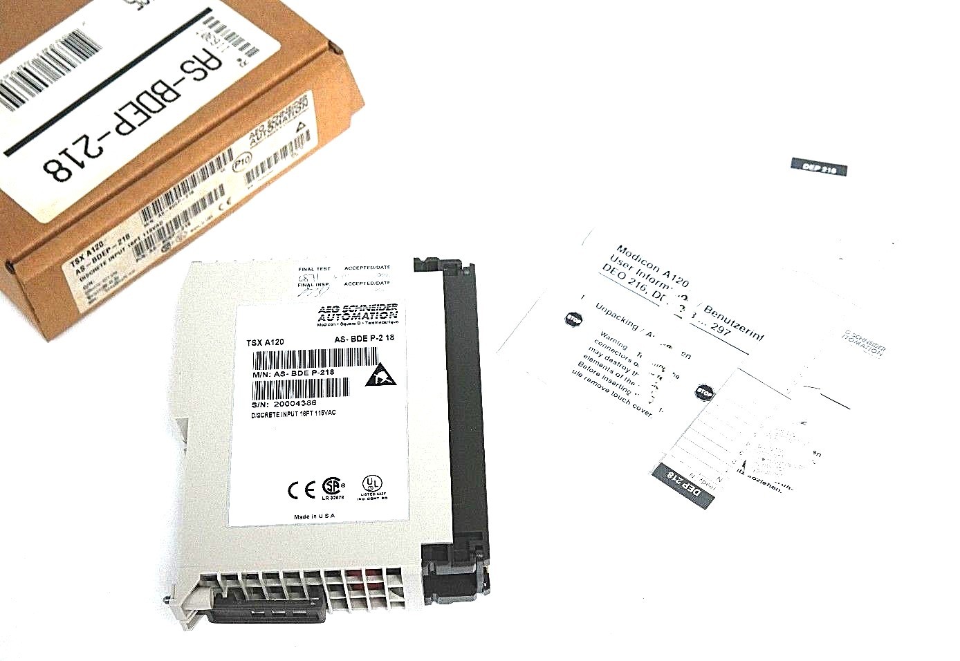 Used NIB SCHNEIDER TSX A120 / AS-BDEP-218 DISCRETE INPUT MODULE 16PT 115VAC