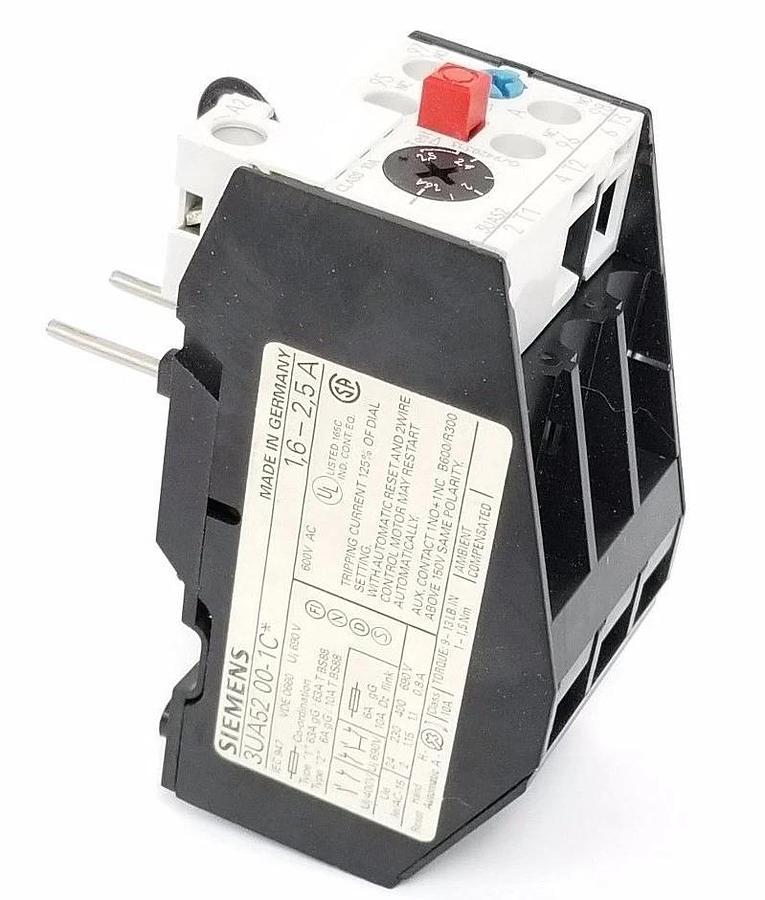 Used SIEMENS 3UA52-00-1C OVERLOAD RELAY 3UA52001C, 1.6-2.5A, 3UA52-00-1C*