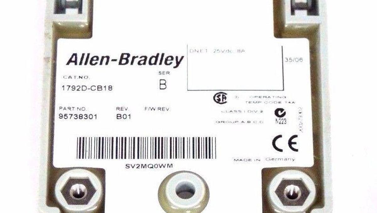Used LOT OF 2 ALLEN BRADLEY 1792D-CB18 SER. B REV. B01 CABLE BASES 1792DCB18