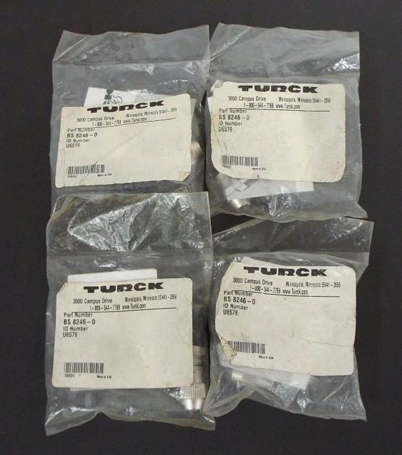 Used LOT OF 4 NEW TURCK BS 8246-0 MINIFAST CORDSET ADAPTERS ID NO. U6579 BS82460