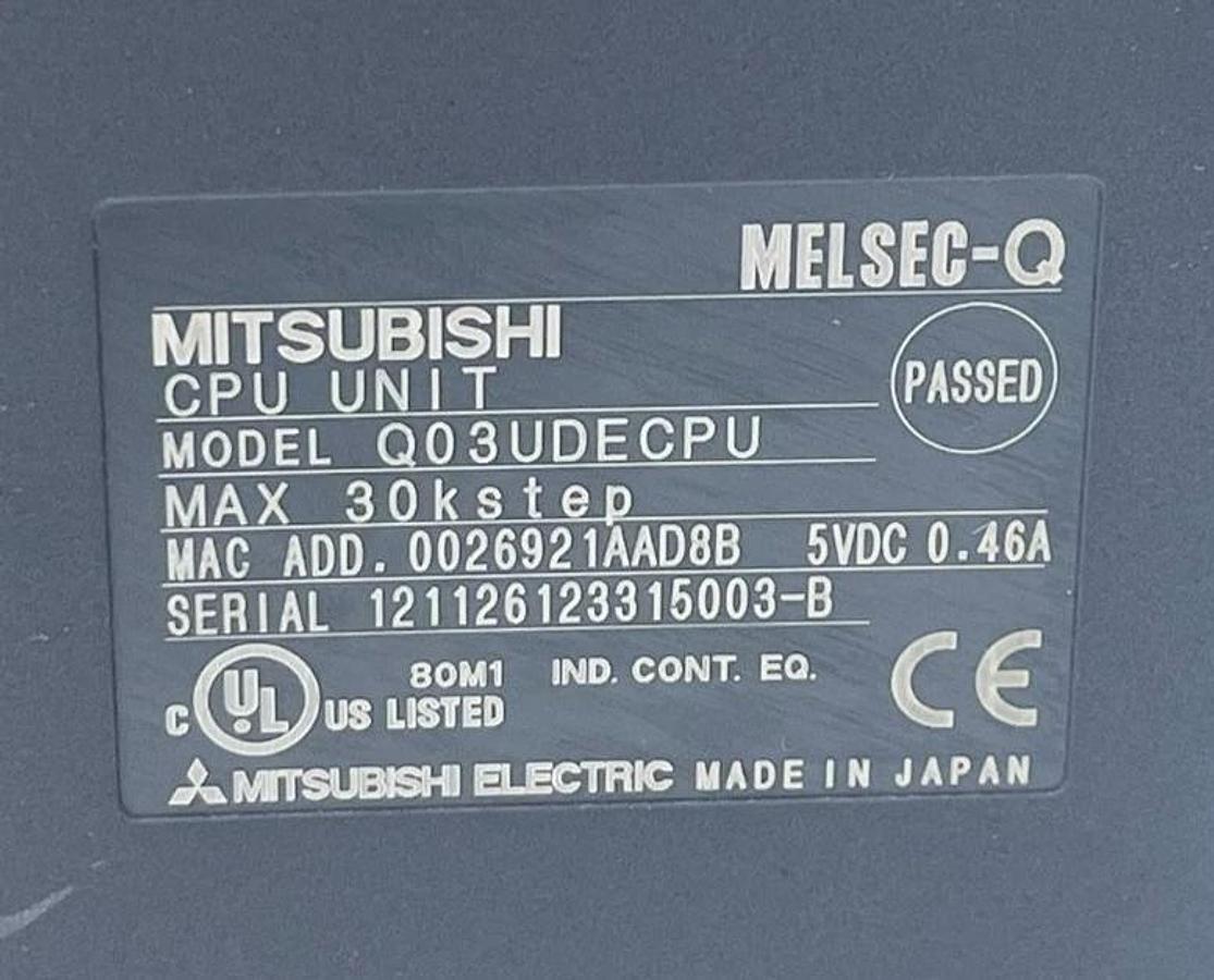 Used (2) Mitsubishi Q03UDECPU Universal Model Q PLC CPU Module Ethernet USB 30K Steps