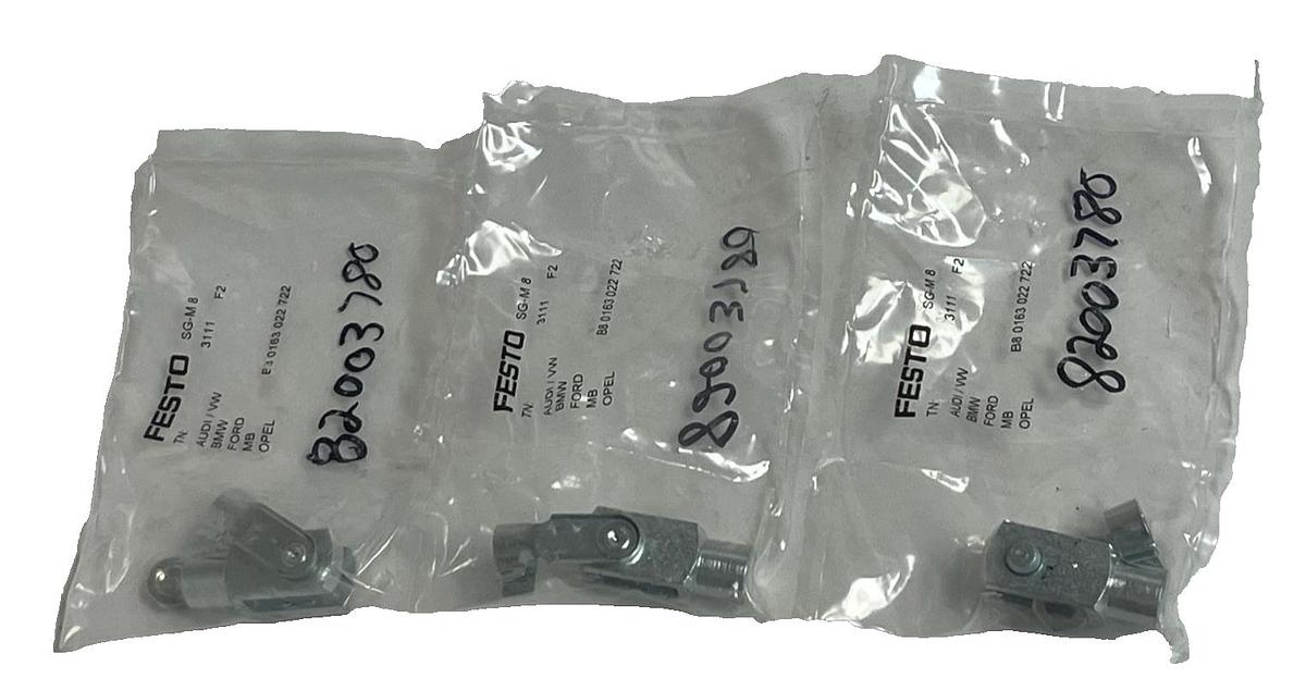 Used Lot of 3 Festo SG-M8 (3111) Rod Clevis Piston Rod Attachment - M8 Thread NSMP
