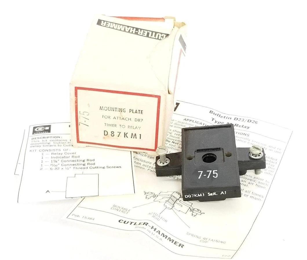 NIB EATON CUTLER HAMMER D87KM1 RELAY MOUNTING KIT SER. A1