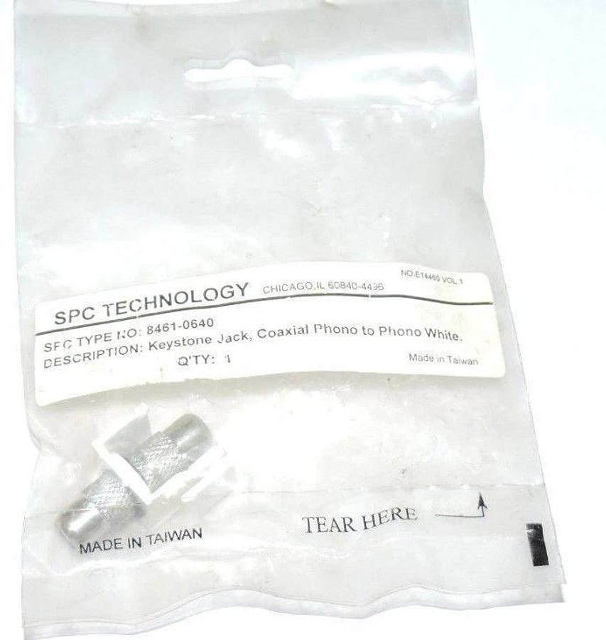 Used NEW SPC TECHNOLOGY 8461-0640 KEYSTONE JACK, COAXIAL PHONO TO PHONO WHITE