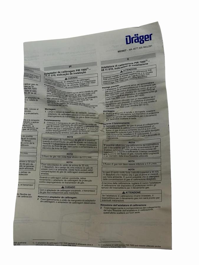 Used New Drager 6811610 Calibration Adapter PIR 7000