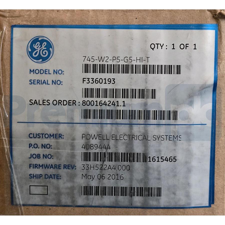 Used GE MULTILIN 745 TRANSFORMER PROTECTION RELAY 745-W2-P5-G5-HI-T w/SR745-CASE NSMP