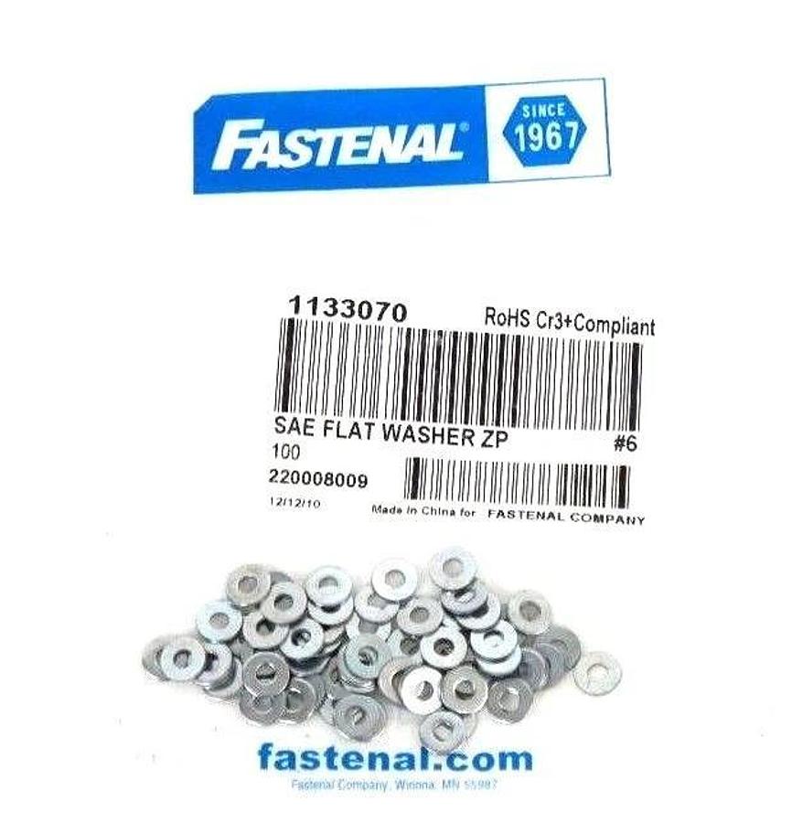 Used BAG OF 66 NEW FASTENAL SAE FLAT WASHERS ZP #6, 1133070