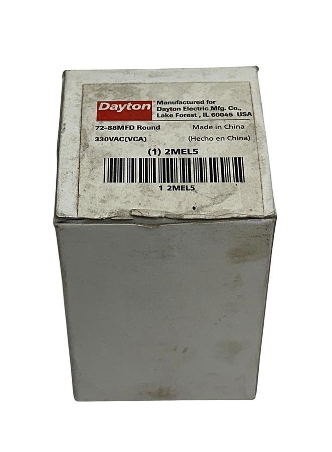 Used DAYTON 72-88MFD / 2MEL5 MOTOR START CAPACITOR 330VAC(VCA) PRMJ72A OEM NSMP