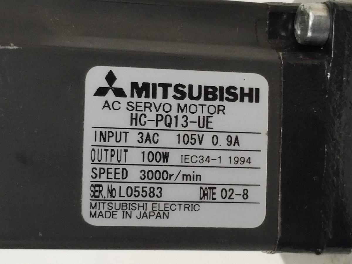 Used MITSUBISHI HC-PQ13-UE AC SERVO MOTOR HCPQ13UE, W/ S.T.M. RMI 28 FL SIN GEARBOX
