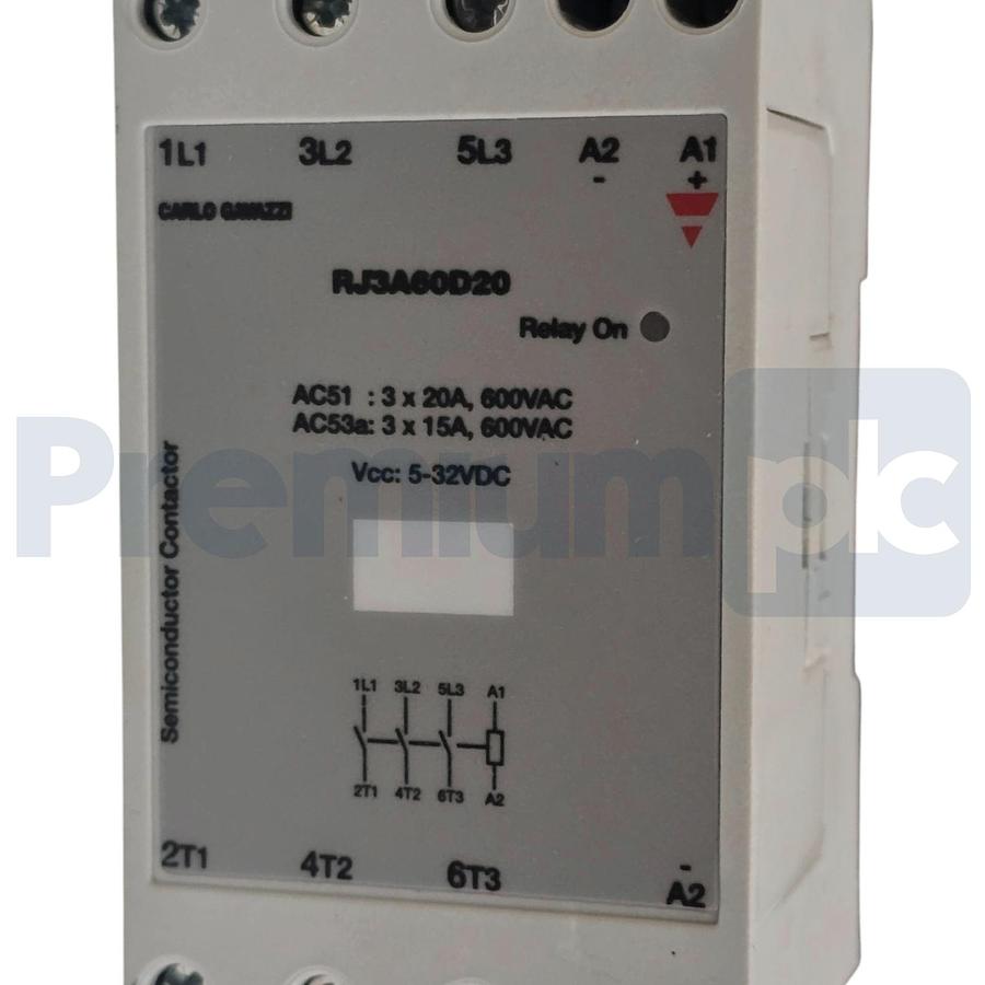 Used Carlo Gavazzi RJ3A60D20 | RJ3A Solid State Relay 3-Phase 20A 600VAC 5-32VDC NSMP