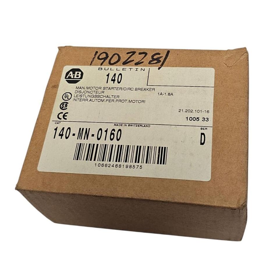 Used NIB ALLEN BRADLEY 140-MN-0160 STARTER MOTOR PROTECTOR 1-1.6 AMP SER. D