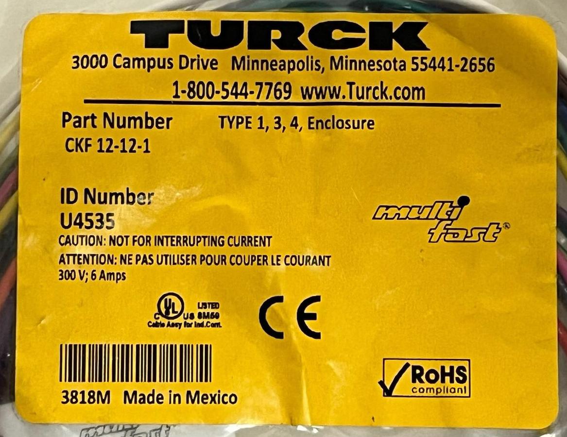 Used Turck CKF 12-12-1 Multifast Receptacle M23 12-Pin Female 1M NEW Surplus