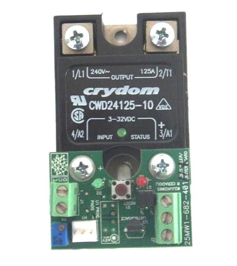 Used CRYDOM CWD24125-10 RELAY W/ ECD 25MW1-682-401 BOARD CWD2412510