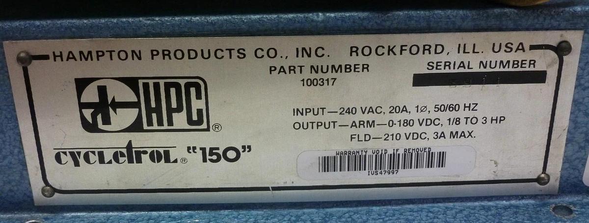 Refurbished HAMPTON PRODUCTS HPC 100317 CYCLETROL 150 CONTROLLER REPAIRED
