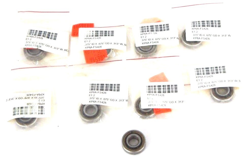 Used LOT OF 9 NEW RBC KP6A-FS428 DEEP GROOVE BALL BEARINGS 0.375" X 0.875" X 0.313"