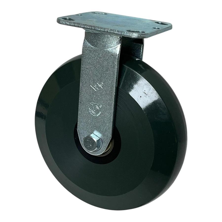 SC Caster Wheels 8" Rigid Plate Caster Polyurethane Solid Green Wheel New