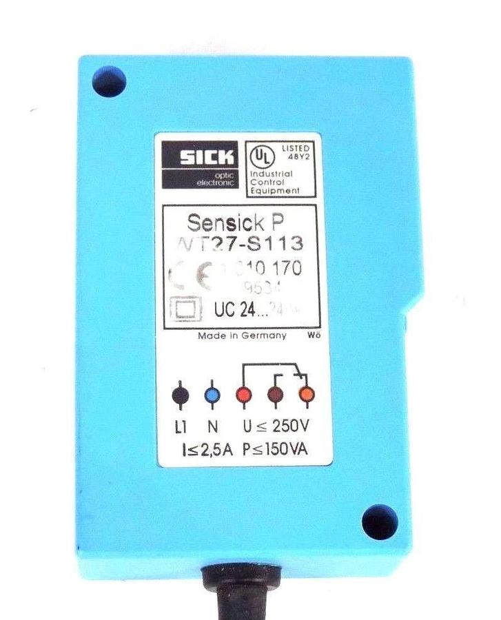 Used SICK OPTIC WT27-S113 PHOTOELECTRIC DIFFUSE UC 24, 240V, WT27S113
