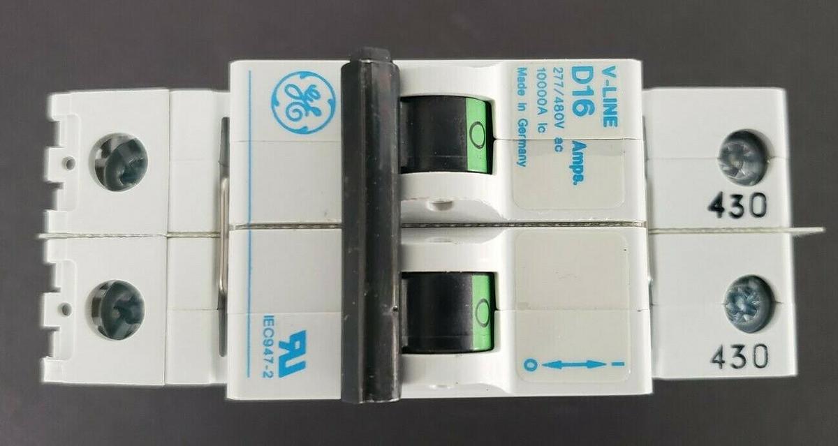 Used NEW GE V37216 / V-LINE D16 CIRCUIT BREAKER, 277/480VAC, 16A, 2P