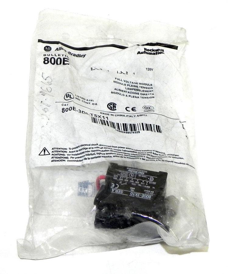 Used NEW ALLEN BRADLEY 800E-3DLT5X11 FULL VOLTAGE MODULE SER. B, 800E3DLT5X11