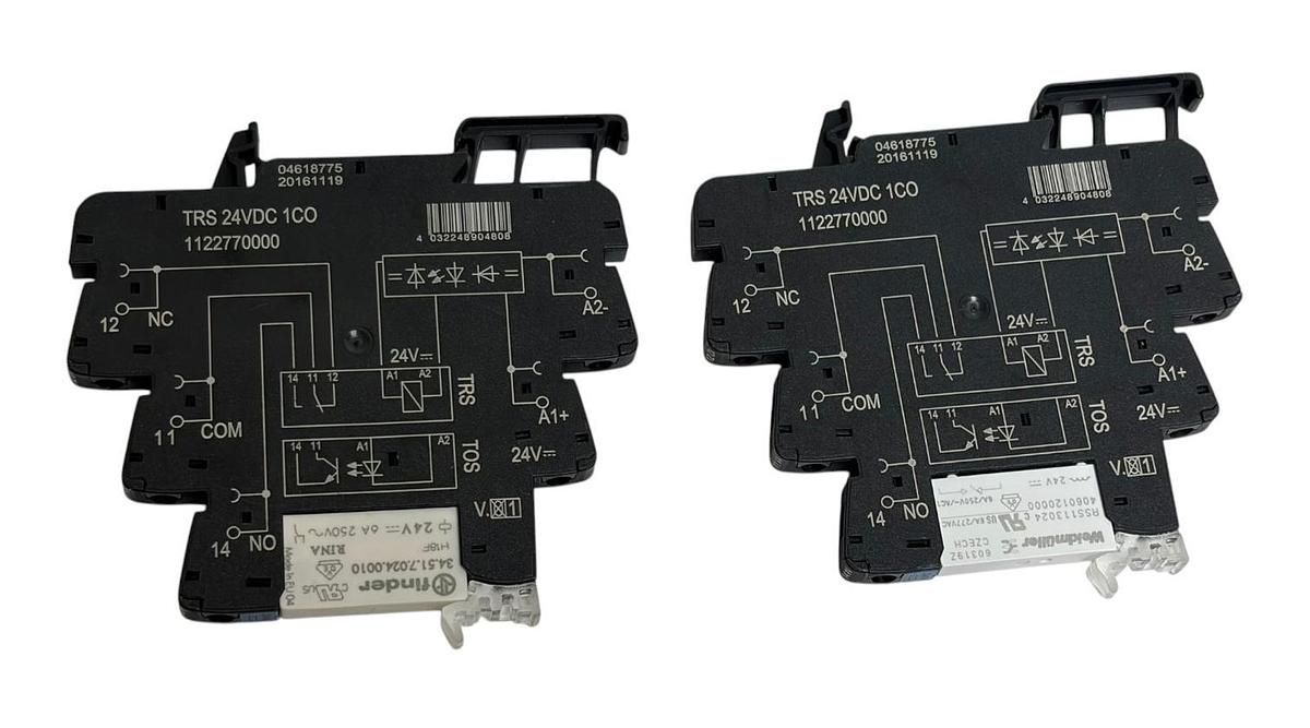 Used Lot of 2 Weidmuller 1122770000 TRS 24VDC 1CO Slim Relay Module Combo - NEW
