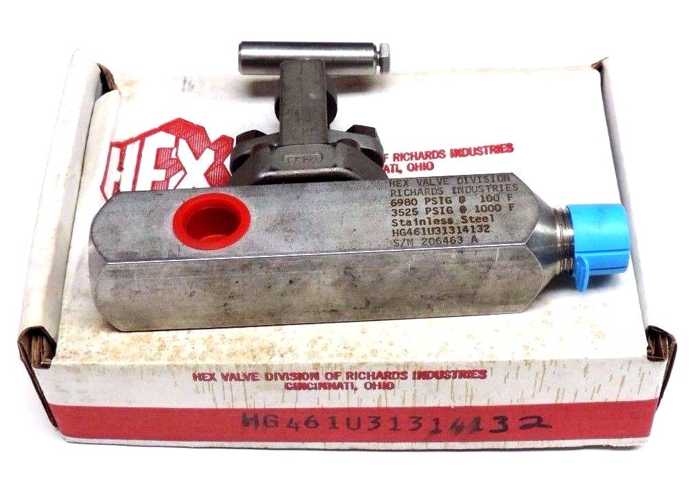 Used NIB HEX VALVES HG461U31314132 BLEED VALVE STAINLESS STEEL 6980PSIG