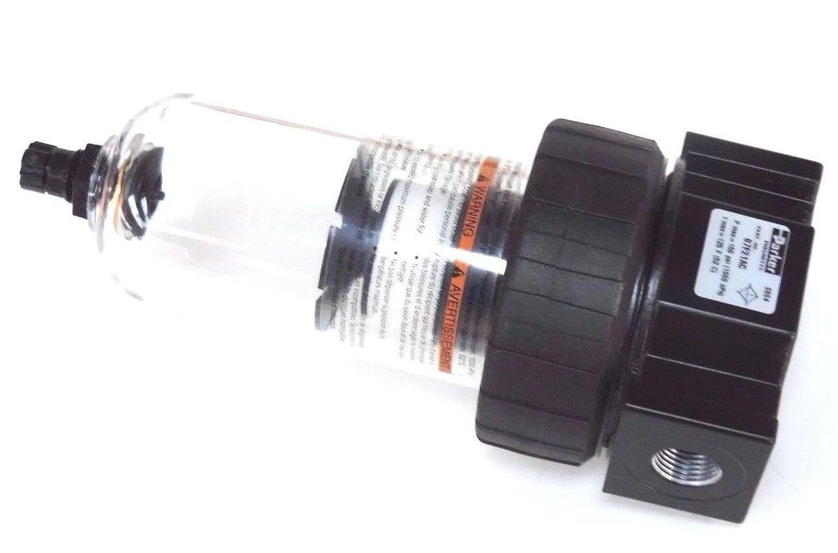 Used NIB PARKER 07F21AC PNEUMATIC FILTER 150PSI MAX 125F MAX 3/8IN 40MICR