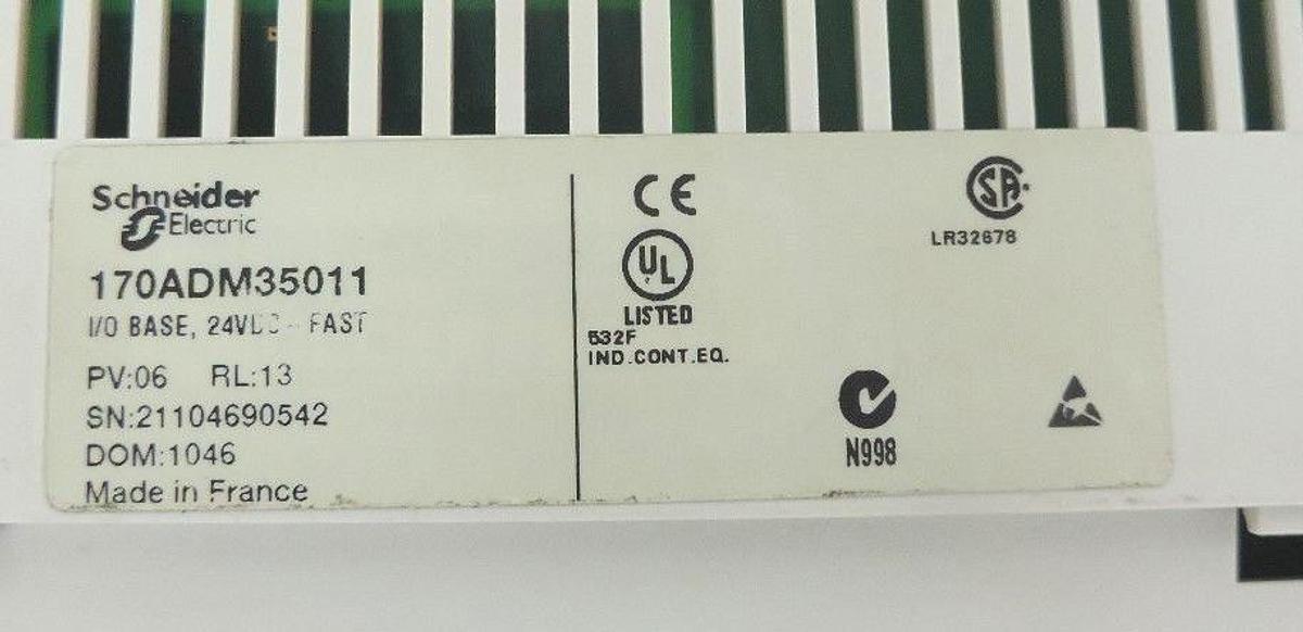 Used SCHNEIDER MODICON 170ADM35011 I/O BASE, 24VDC-FAST TSX MOMENTUM PV: 06, RL: 13
