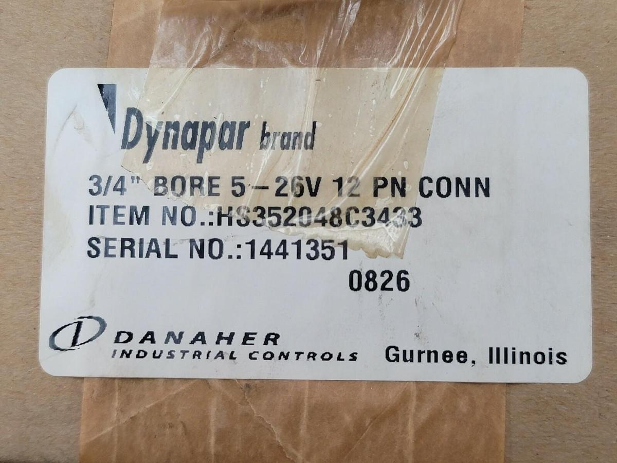 NIB DYNAPAR HS352048C3433 HOLLOW SHAFT ENCODER 3/4'' BORE 5-26V 12 PN CONN