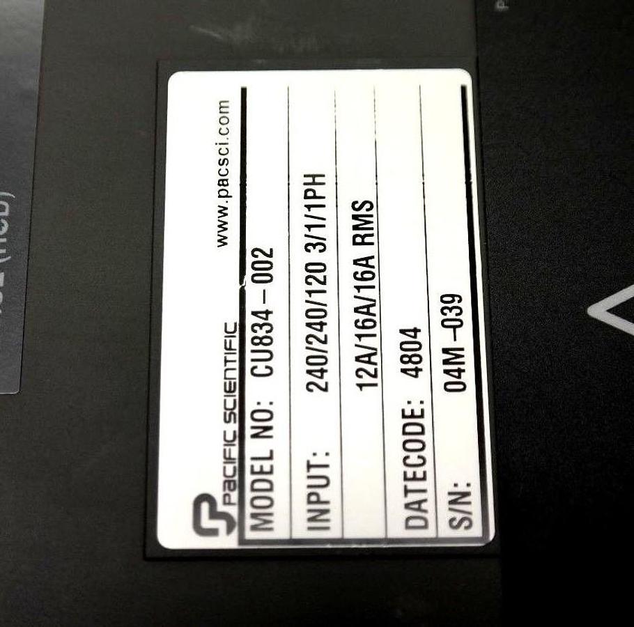 Used REPAIRED PACIFIC SCIENTIFIC CU834-002 PC800 BRUSHLESS SERVO DRIVE CU834002