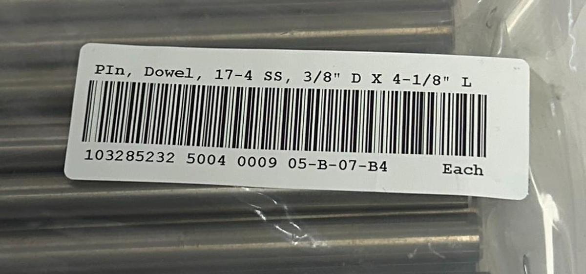 Used 6 TRIANGLE 05-B-07-B4 / 17-4 SS / 103285232 OEM DOWEL PIN 3/8''D x 4-1/8''L NSNP