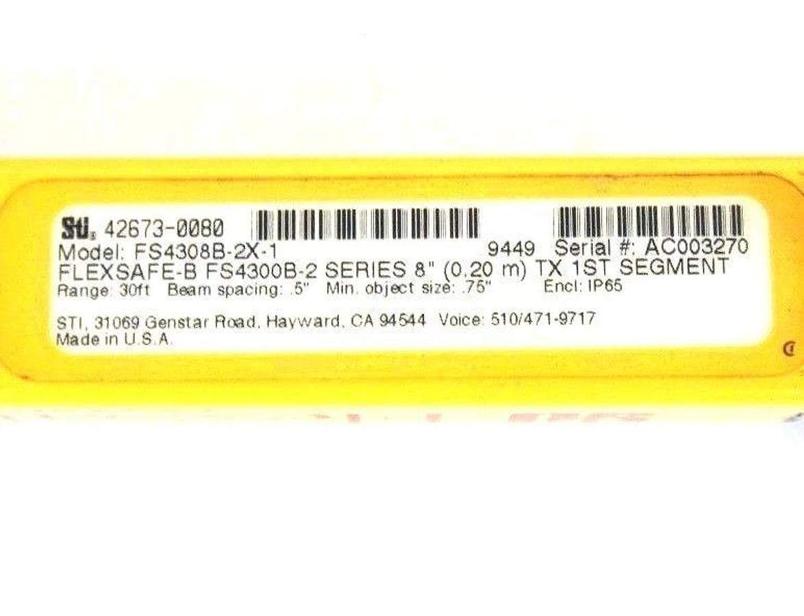 Used STI FLEXSAFE-B TRANSMITTER AND RECEIVER MODEL FS4308B-2X-1 8" 42673-0080