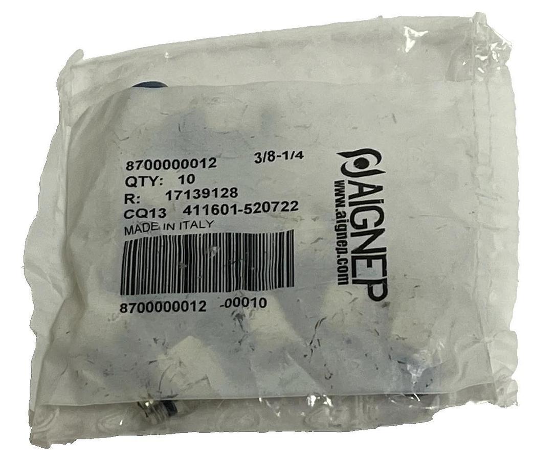 Used QTY: 10 Aignep 87000-06-04 Straight Male Fitting 3/8" Tube x 1/4" NPT Uni Thread