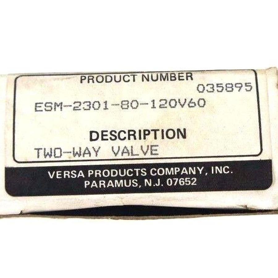 LOT OF 2 NIB VERSA ESM-2301-80-120V60 SOLENOID VALVES 0-100 PSI, 12W