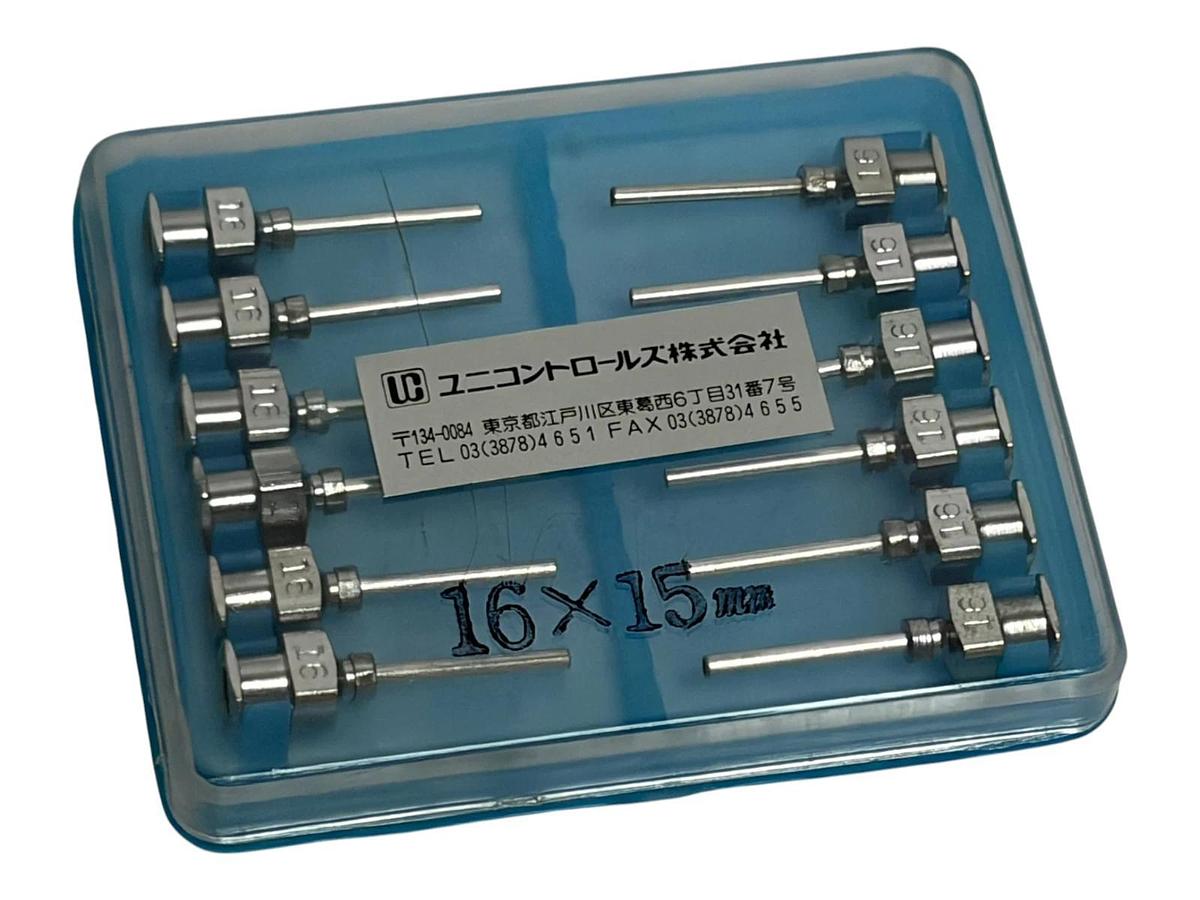 Lot of 12 Unicontrols 16 x 15mm Industrial Metal Dispensing Needles UNS Series