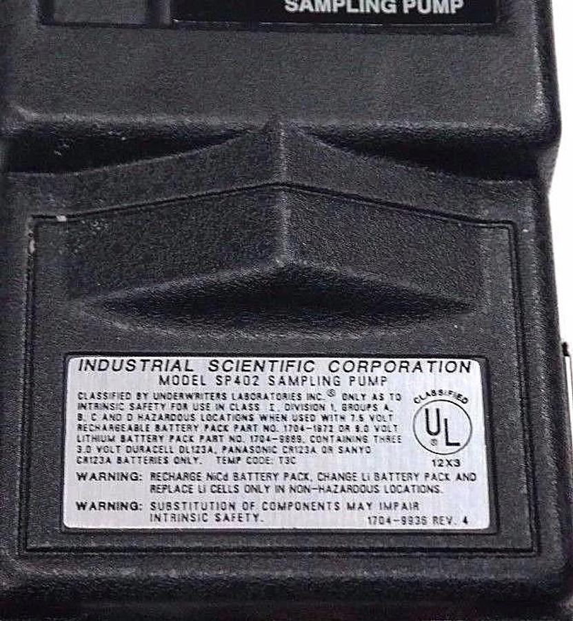 Used INDUSTRIAL SCIENTIFIC SP402 PERMISSIBLE SAMPLING PUMP