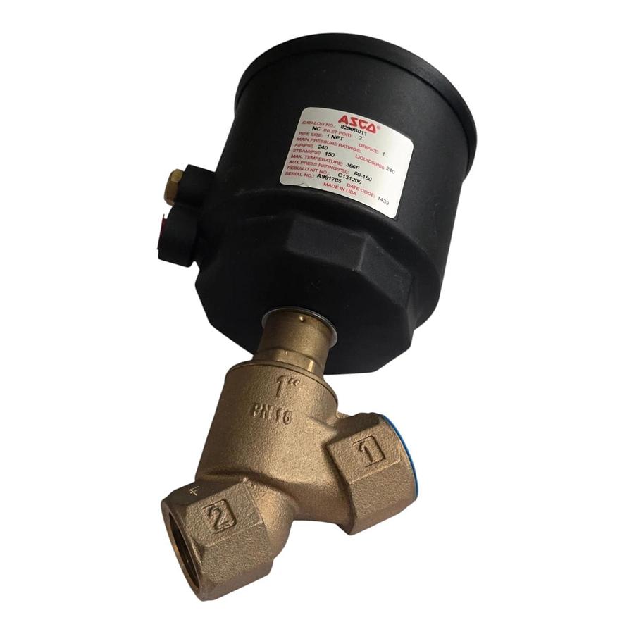 ASCO 8290B011 Angle Body Aux. Piloted Piston Valve 1" NPT Bronze 2/2 NC NSNP